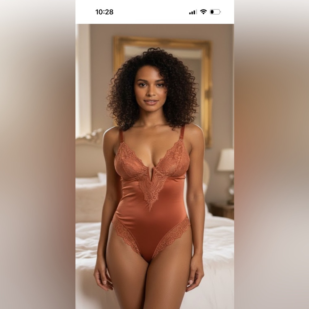 Elegant Lace Bodysuit in Rich Brown